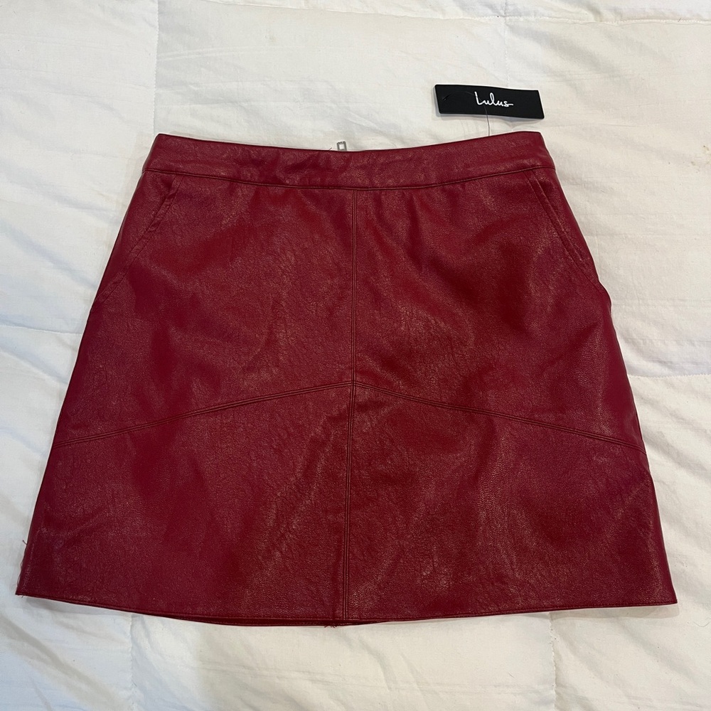 Lulus Harley Burgundy Vegan Leather Mini Skirt